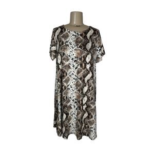 Lightheart Snake Print Short Sleeve Jersey Dress Southwest Cowgirl Sz M